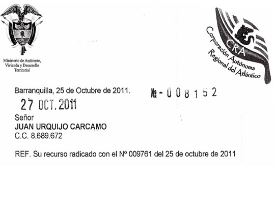 Respuesta a Recurso de Reposición radicado con el N° 009761 el 25 de octubre de 2011