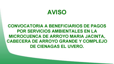 CONVOCATORIA A BENEFICIARIOS DE PAGOS POR SERVICIOS AMBIENTALES EN LA MICROCUENCA DE ARROYO MARIA JACINTA, CABECERA DE ARROYO GRANDE Y COMPLEJO DE CIENAGAS EL UVERO.