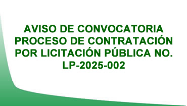 Aviso de convocatoria proceso de contratación por licitación pública No. LP-2025-002